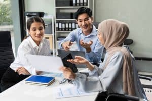 Teammates Involved in Dialogue in Conference